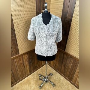 PAULA LISHMAN KNIT FUR HANDMADE IN CANADA DYED LICHEN-SILVER BEAVER JACKET COAT